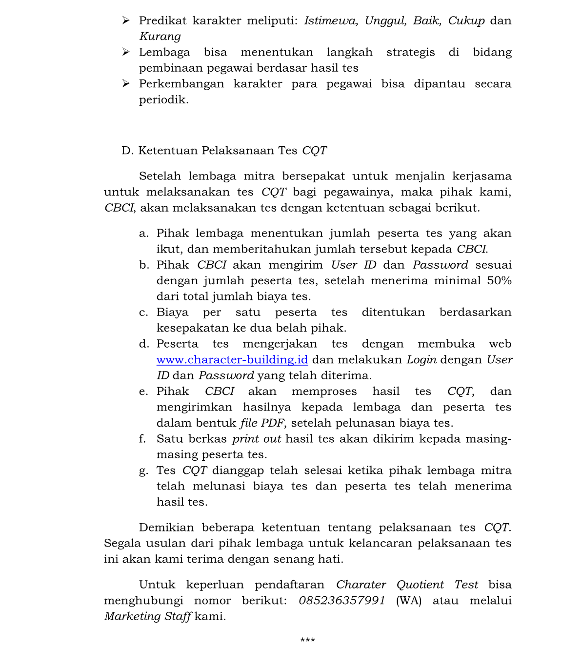 KEUNTUNGAN MENGIKUTI TES CQT